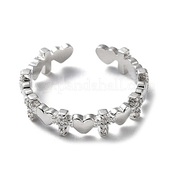 Открытые манжеты из латуни с микропаве и прозрачным цирконием для женщин RJEW-G296-03P