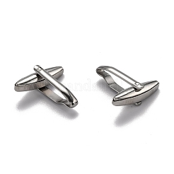 変色しない男性用 304 ステンレススチール製カフスボタン  ステンレス鋼色  26x7x5mm&nbsp;STAS-F267-04P