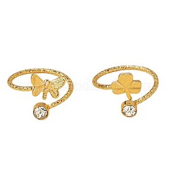 2 шт. 2 стиля латунные хрустальные стразы бабочка клевер манжета палец ноги наборы FS-WG20A77-03