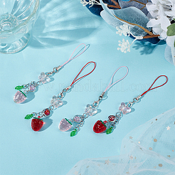 4 шт. 2-х видов стеклянных и акриловых мобильных ремешков HJEW-DR00055