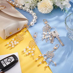 12 шт. плетеная паутина/сетка из сплава с бусинами из искусственного жемчуга ABS&nbsp;HJEW-NB0001-70