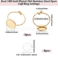 8 pieza de anillo de puño abierto de acero inoxidable 304&nbsp;STAS-BBC0010-40G