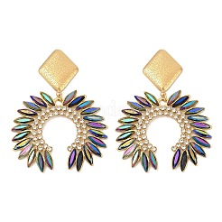 Серьги-гвоздики со стеклянными подвесками из нержавеющей стали 304&nbsp;EJEW-M095-12G-01