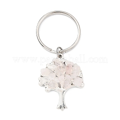 Брелок-подвеска из натурального розового кварца и сплава «Древо жизни» KEYC-JKC00648-05