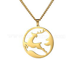 Bague en acier inoxydable 304 avec pendentif cerf de Noël&nbsp;WG02D74-02