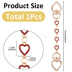 Сплав микро паве стразы сердце звено сумка удлинитель цепи&nbsp;HJEW-YW00118-01
