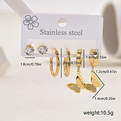 Комплекты сережек-бабочек из нержавеющей стали NG9755