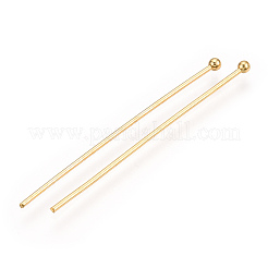真鍮のボールヘッドピン  長持ちメッキ  18KGP本金メッキ  40x0.8mm  20ゲージ  ヘッド：2mm  250個/袋&nbsp;KK-G331-10-0.8x40