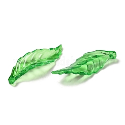 クリアアクリルパーツ  葉  芝生の緑  41x15x2.5mm  穴：2mm&nbsp;X-OACR-E039-69G