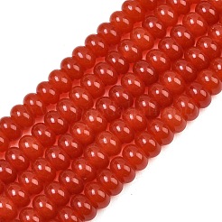 天然の白い翡翠ビーズの連  滑らかなロンデル  レッド  8~8.5x5mm  穴：0.9mm  約74~76個/連  14.96''~15.35''（38~39センチメートル）&nbsp;GG-CBAD029-B05-5x8mm