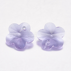 カット加工ガラスラインストーンチャーム  模造オーストリアのクリスタル  花  スミレ  10x10x5mm  穴：1.2mm&nbsp;RGLA-F055-10x10-371