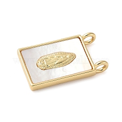 Pendentifs en coquillage blanc naturel pavé de laiton&nbsp;KK-S522-02D-G