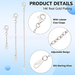 3 шт. 925 удлинителя кабельной цепи из стерлингового серебра AJEW-BC0007-62P