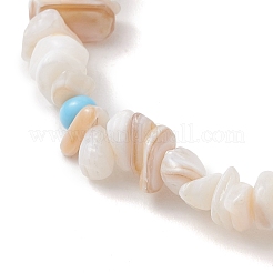 Браслеты из натуральных ракушек и синтетических бирюзовых бусин&nbsp;BJEW-JB13234