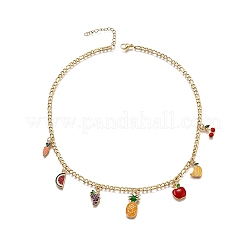Сплав цветной эмалированный фрукт подвеска 304 нержавеющая сталь цепи ожерелья NJEW-TA00201