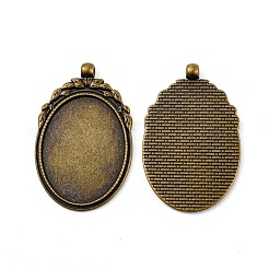 Supports alliage pendentif cabochon de lunette de style tibétain&nbsp;TIBEP-M018-62AB-NF