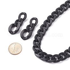 Ccbプラスチック＆アクリルカーブチェーンネックレス＆ダングルスタッドピアス  女性のためのステンレス鋼のピンがセットされた分厚いジュエリー  ブラック  18.50インチ（47cm）  52x21x6mm  ピン：0.9mm&nbsp;SJEW-JS01233-01