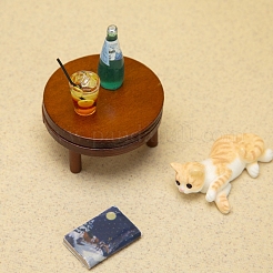 MDF ボード ラウンド テーブル ミニチュア 装飾品  マイクロランドスケープドールハウスアクセサリー  小道具の装飾のふりをする  シエナ  47x26mm&nbsp;PW-WG17FA9-01