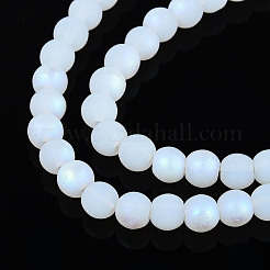 Нити стеклянных бусин с имитацией матового нефрита GLAA-T032-J4mm-MBB02