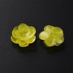 プラスチックビーズ  花  きいろ  13x13x5.5~6.5mm  穴：1~1.4mm&nbsp;KY-N015-70-03