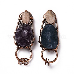 Большие подвески с натуральным аметистом и ископаемым кораллом&nbsp;G-M383-14R