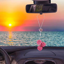 Плюшевая ткань круглая и полимерная глина стразы сердце кулон подвеска украшение&nbsp;HJEW-DR00079