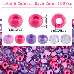 600 шт. 6-х цветные непрозрачные и прозрачные пластиковые бусины&nbsp;KY-SC0002-34