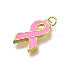 Октябрь рак груди розовая лента осведомленности латунные эмалевые подвески&nbsp;LS-KK-S517-04F-G