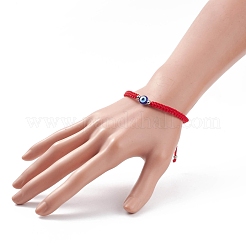 Плетеный браслет из бисера сглаз из смолы BJEW-JB08424-02