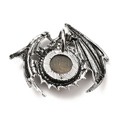 天然石ラブラドライトペンダント  ドラゴンチャーム  ラック メッキ アンティーク シルバー トーン合金パーツ  カドミウムフリー＆鉛フリー  40x48x12mm  穴：9x6mm&nbsp;G-B033-05AS-15