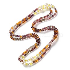 Длинные ожерелья из пластиковых искусственных жемчужин и стеклянных круглых бусин для женщин NJEW-A045-06