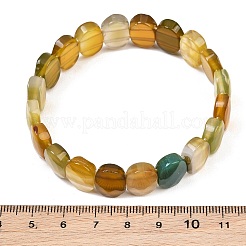 Bracciale elastico con perline ovali di agata naturale tinta e riscaldata&nbsp;G-E010-01-29