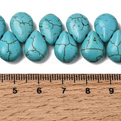 合成ターコイズビーズ  染め  ドロップ  ターコイズ  13x10mm  穴：1mm  約1200個/キログラム&nbsp;TURQ-13X10-159