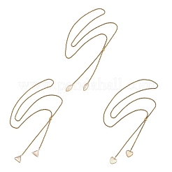 Verstellbare Lariat-Halskette mit geometrischer Quaste aus Messing und naturweißen Muscheln&nbsp;NJEW-JN06259