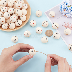 Набивные европейские бусины из натурального дерева&nbsp;WOOD-PH0009-50