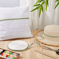 Полиэстеровая лента с узором в виде листьев&nbsp;OCOR-WH0101-156B