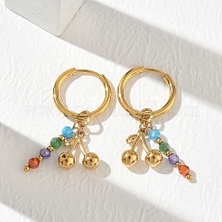 Boucles d'oreilles pendantes créoles en acier inoxydable 304 et strass&nbsp;EJEW-T059-02