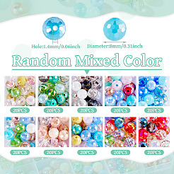 200 комплект стеклянных бусин для гальванизации 10 цветов&nbsp;GLAA-TA0002-80