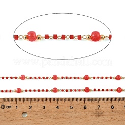 Laiton main chaînes de perles de verre&nbsp;GL-CBA1C06-01G-04