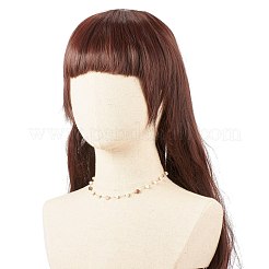 天然ボツワナアゲートと真珠のビーズネックレス  女性のための金メッキステンレススチールジュエリー  15.98~16.14インチ（40.6~41cm）&nbsp;NJEW-JN03894-02