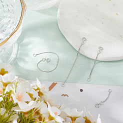 4 шт. 4-х стильная удлинительная цепочка из стерлингового серебра с родиевым покрытием STER-BBC0007-17P