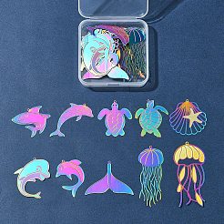 20 шт. 10 стиля ионное покрытие (IP) нержавеющая сталь 304 травленые металлические украшения подвески&nbsp;STAS-FS0001-53