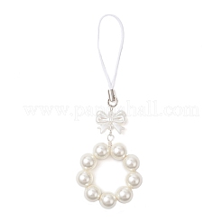 Подвеска с круглыми ракушками и бантом из искусственного жемчуга ABS HJEW-TA00363