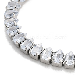 Браслеты-слайдеры из латуни с прозрачным кубическим цирконием и цепочкой-капелькой BJEW-B094-07P