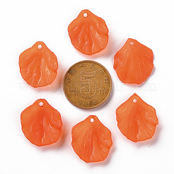 透明つや消しアクリルパーツ  花弁  レッドオレンジ  19.5x16.5x4mm  穴：1.5mm&nbsp;MACR-S371-01A-726