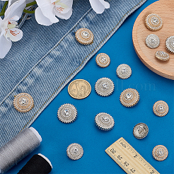 16 шт. 4 стиля 1-дырочные пуговицы из сплава со стразами BUTT-FG0001-49