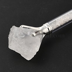 Необработанный натуральный кристалл кварца на верхней части шариковой ручки AJEW-G063-01B