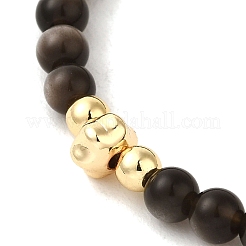 Bracelets ronds en perles d'obsidienne en argent naturel de 4 mm&nbsp;BJEW-P318-03G-07
