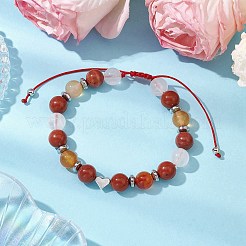 女性用宝石編みビーズブレスレット  真鍮のビーズで  ラウンド  内径：1-7/8~3-1/8インチ（4.7~8cm）&nbsp;BJEW-JB11141-01