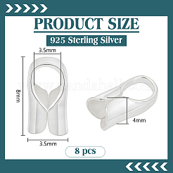 8 estremità del cordone in argento sterling a colonna&nbsp;STER-BC0004-48A